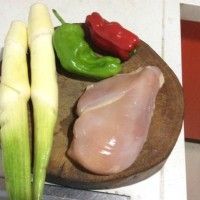 茭白青红椒烩鸡排