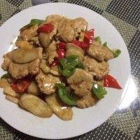 茭白青红椒烩鸡排