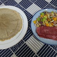 做正宗全麦煎饼卷蔬菜培根紫薯班戟的图片步骤9