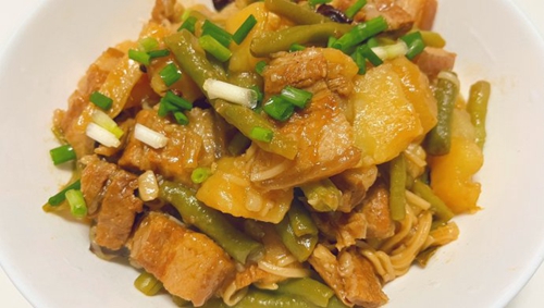 五花肉豆角焖面—挂面版